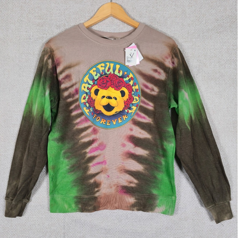 Grateful Dead Dancing Bear Tie Dye Long Sleeve Crewneck Sweatshirt Women's Sz S - Picture 1 of 8